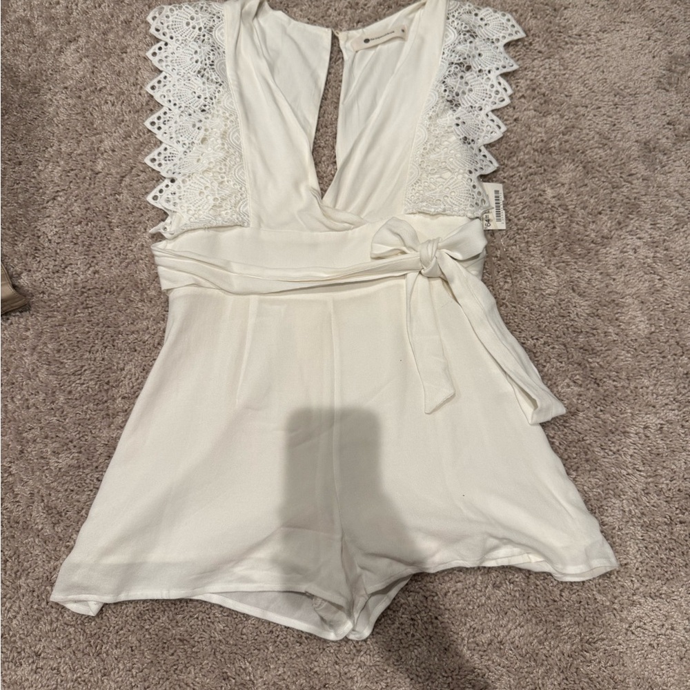 The Impeccable Pig Cream Lace Romper